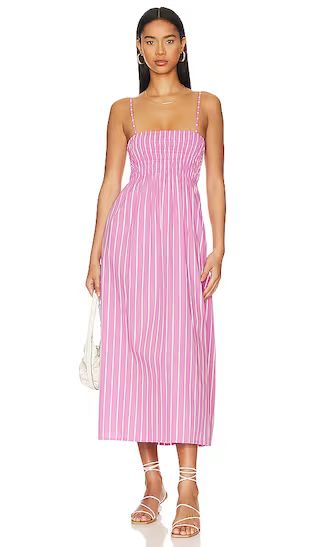 Marieka Midi Dress in Adia Stripe Print Lilac | Revolve Clothing (Global)