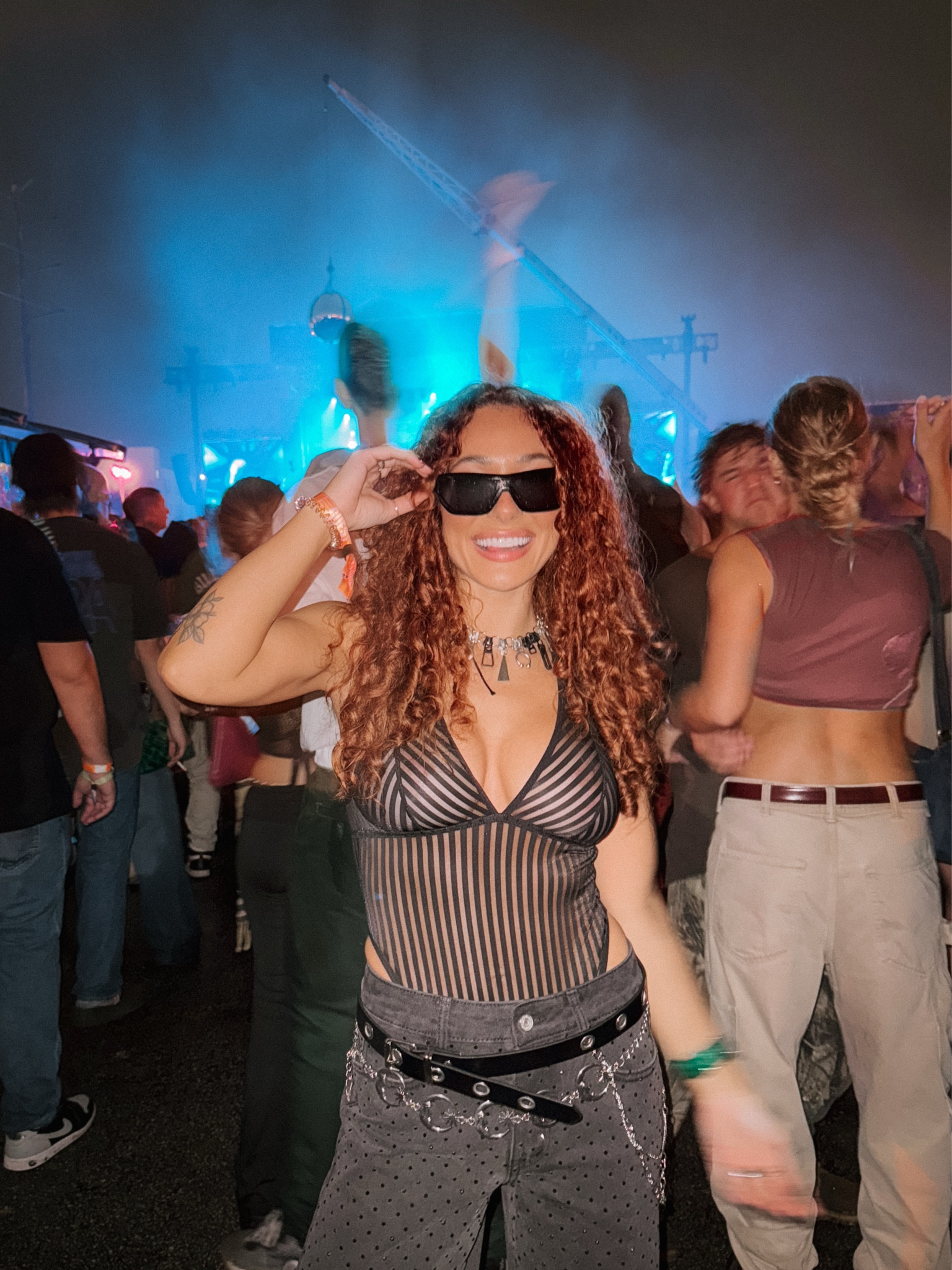 Music festival concert outfit black lingerie petite baggy pants rhinestones all black techno rave fit look #ltkfestival

#LTKSeasonal #LTKStyleTip #LTKU