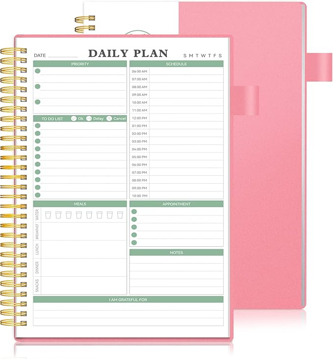 Daily Planner Undated, Daily Schedule Planner, ALLTREE Undated Planner, Spiral Daily To Do List P... | Amazon (US)