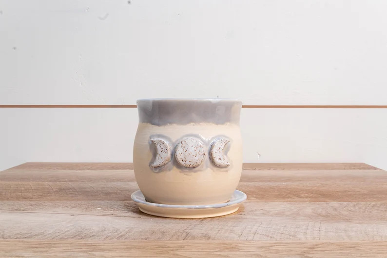 White Stoneware Moon Phase Planter 1 | Etsy | Etsy (US)