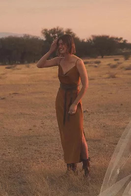 BHLDN Cali Satin Cowl-Neck Midi Slip Dress | Anthropologie (US)