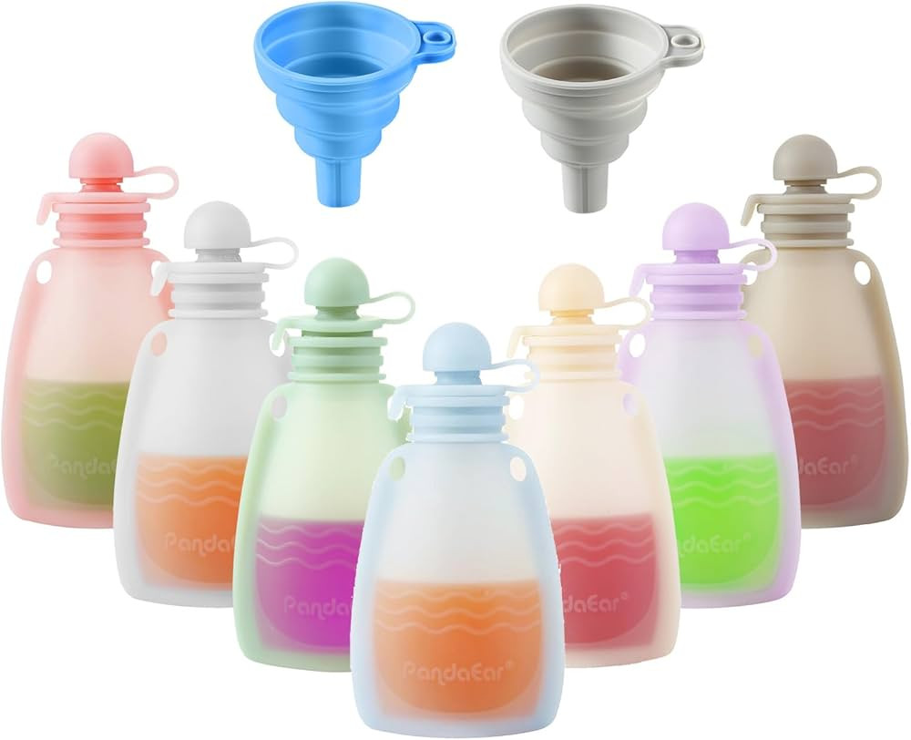 PandaEar Reusable Silicone Baby Food Pouches, 7 Pack Squeeze Pouches for Toddler Kids, BPA-Free S... | Amazon (US)