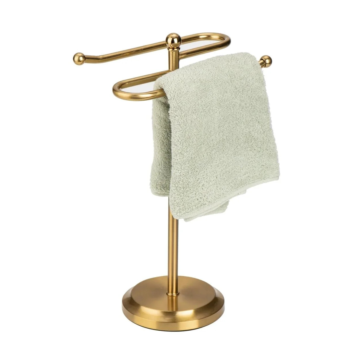J&V TEXTILES Classical Steel Towel Rack Holder Stand with 2 Hanging Rings for Bathroom Vanity Cou... | Walmart (US)