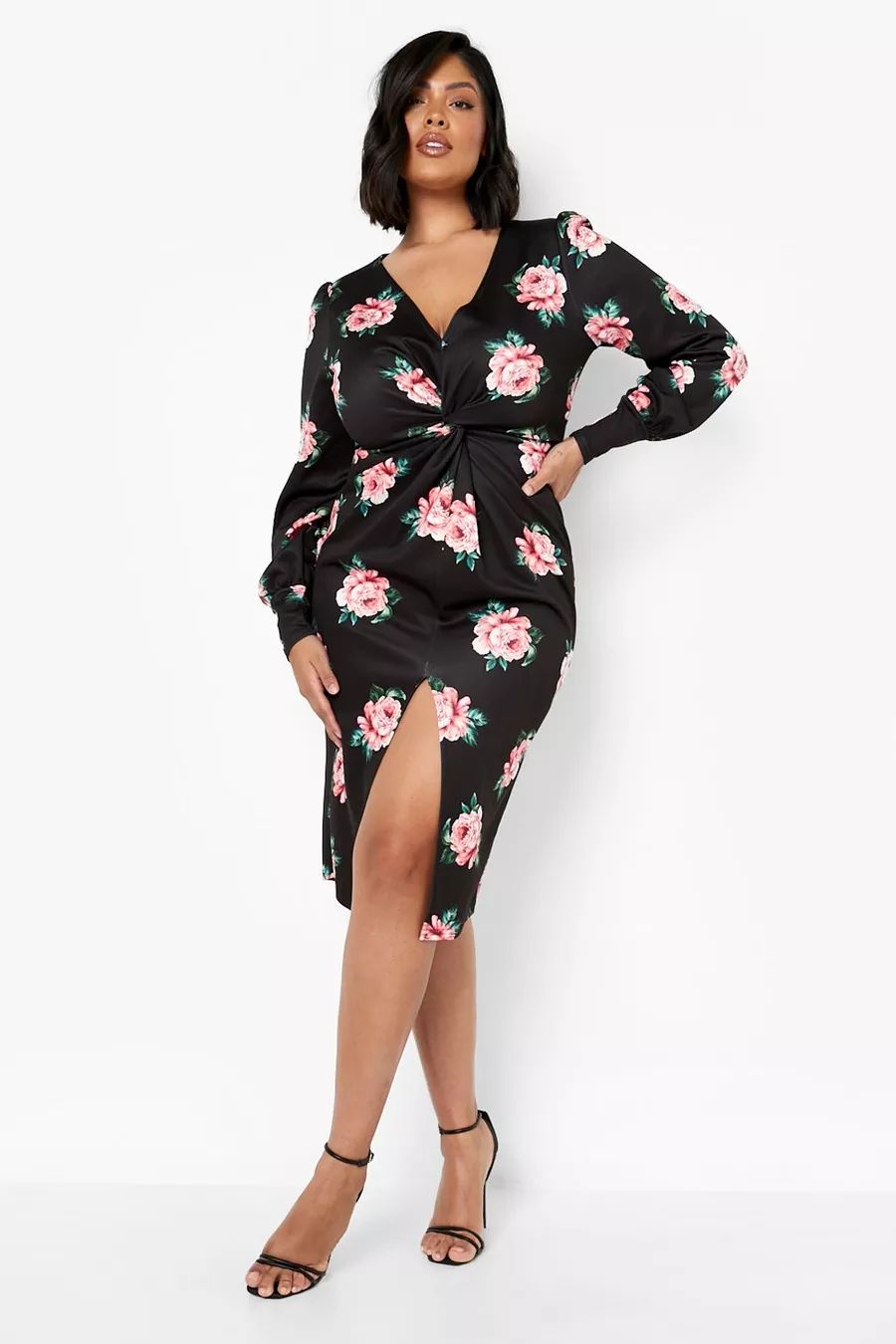 Plus Floral Twist Front Dress | Boohoo.com (UK & IE)