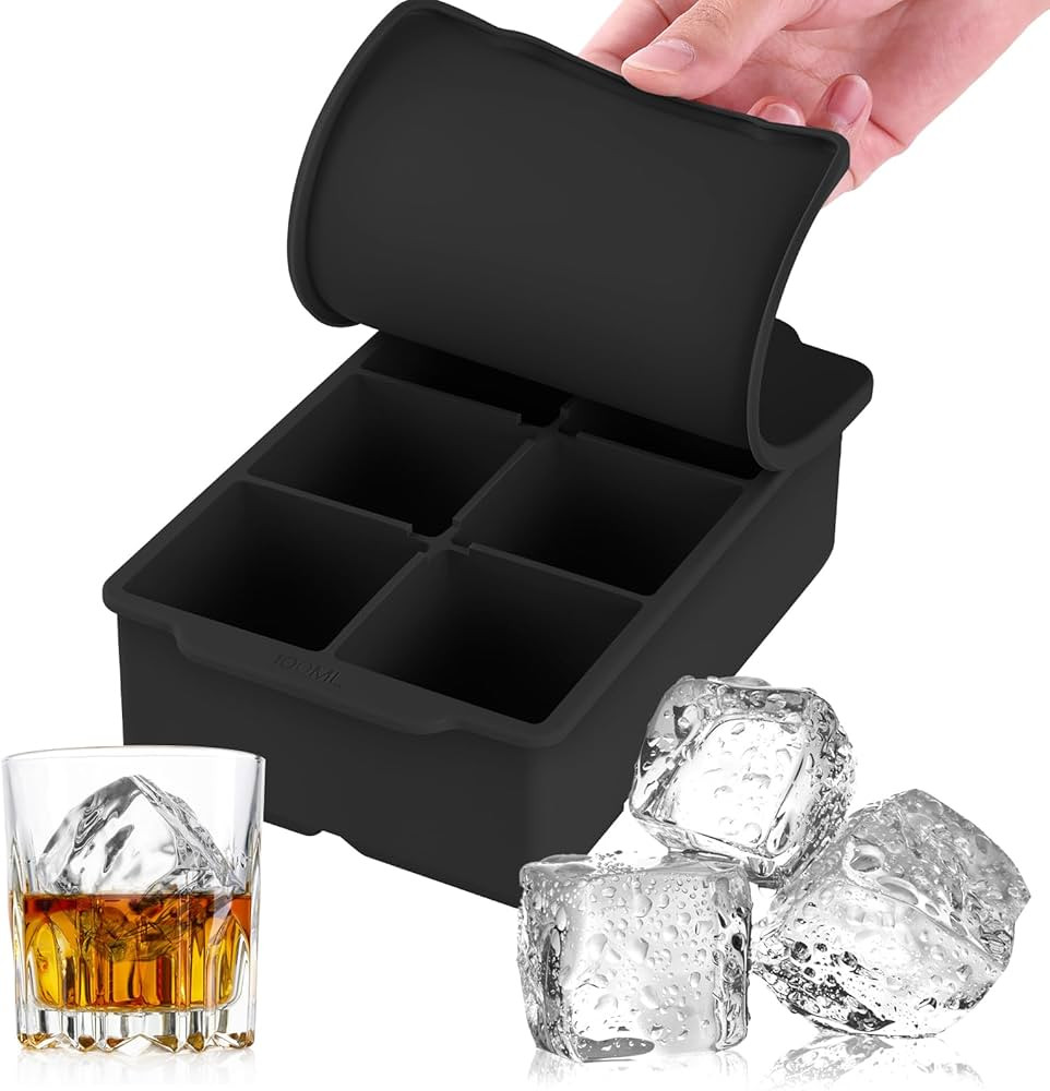 HANCELANT Large Ice Cube Tray with Removable Lid, Big Silicone Square Ice Cube Mold Reusable and ... | Amazon (US)