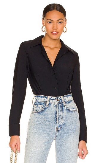 Commando Classic Button Down Bodysuit in Black. - size S | Revolve Clothing (Global)
