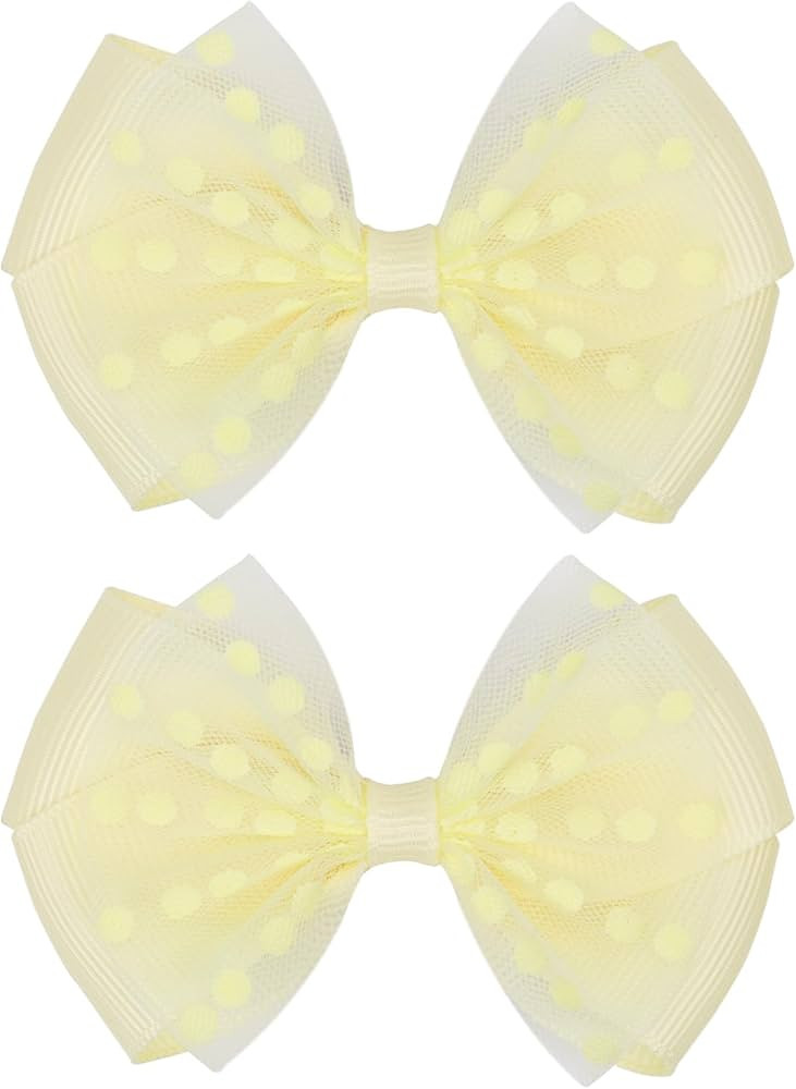 Tiny 3 Inch Dot Organza Double Hair Bow Clips - Cute Lined Boutique Alligator Hairpin for Girls, ... | Amazon (US)