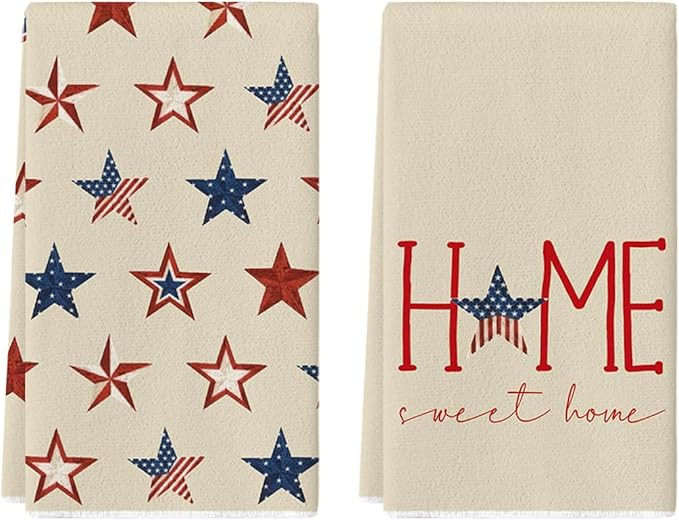 Artoid Mode America Stars Home Patriotic 4th of July Kitchen Towels Dish Towels, 18x26 Inch Memor... | Amazon (US)