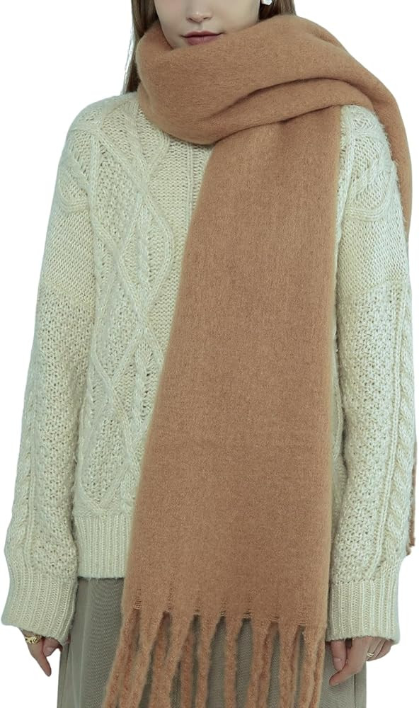 SUNDSGT Big Scarf Coloured Oversized Tassel Soft Fall Winter Thick Scarf Warm Shawl Women | Amazon (US)