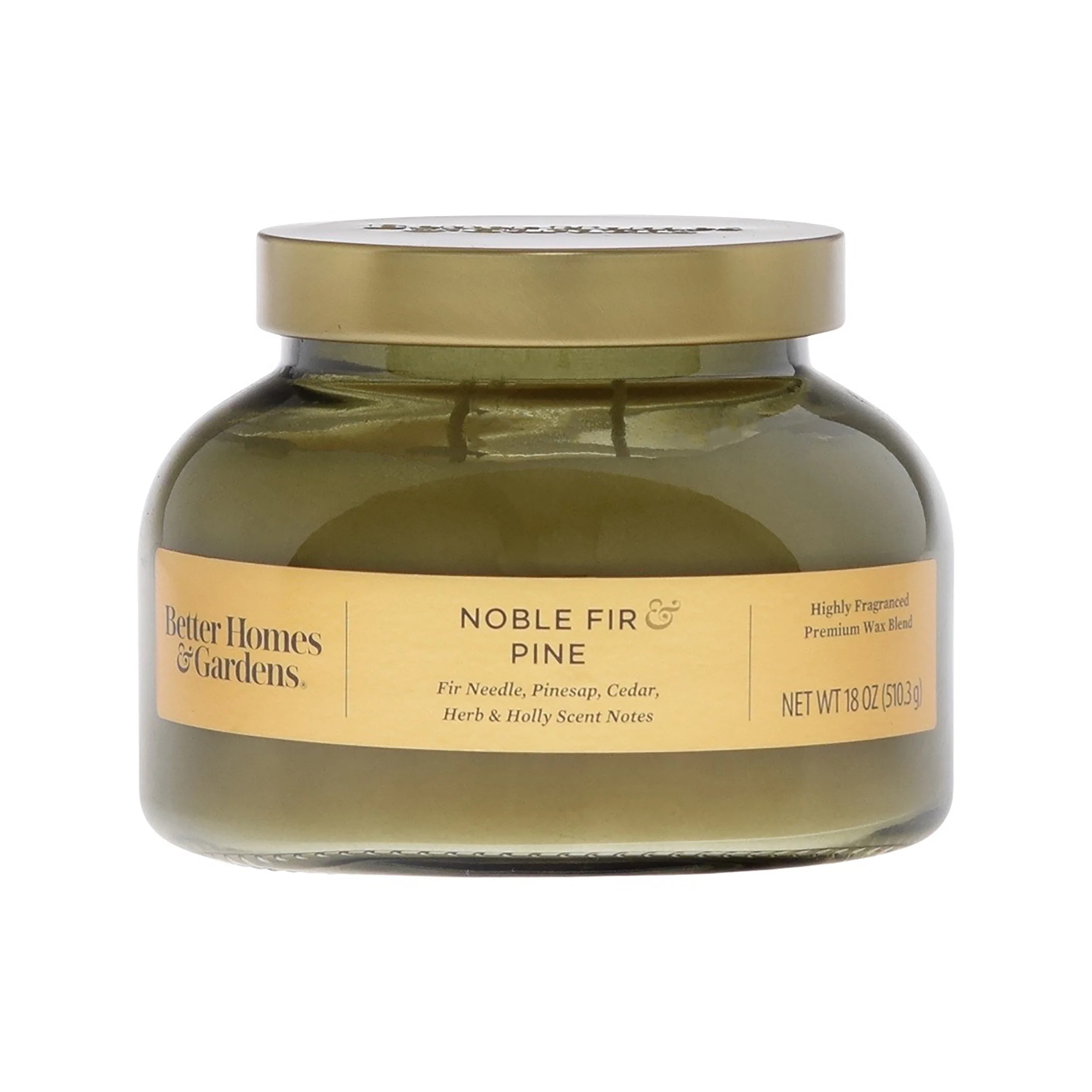 Better Homes & Gardens 18oz Noble Fir & Pine Scented 2-Wick Shiny Bell Jar Christmas Holiday Cand... | Walmart (US)