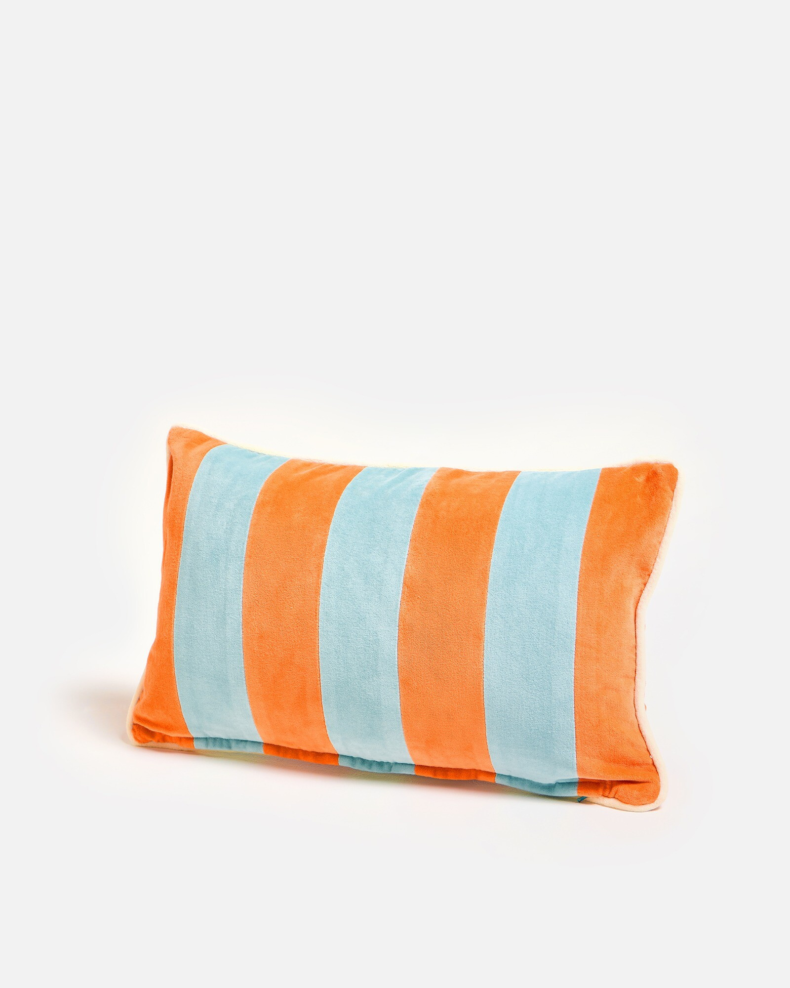 Orange & Blue Striped Velvet Rectangular Cushion Cover 30x50cm | Oliver Bonas | Oliver Bonas (Global)