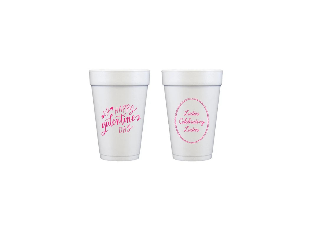 Galetines Party Decor, Galentine's Day Party Cups, Galentines Cups, Personalized Foam Cups, Dispo... | Etsy (US)