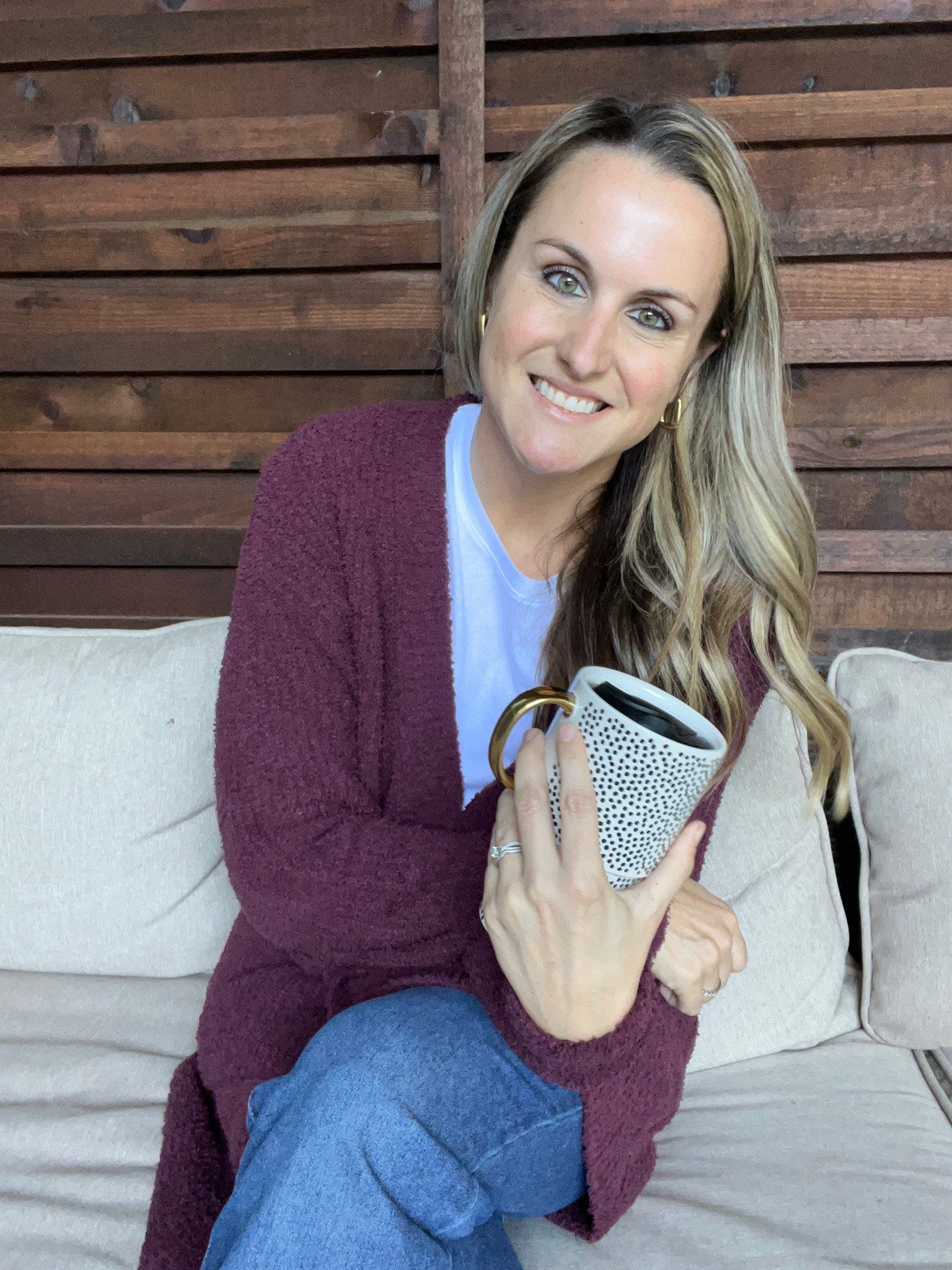 #walmartpartner 
Stop what you’re doing and run to get this sweater!! So similar to a much more expensive sweater!! It’s longer length and comfort level is dreamy!! This sweater + my new coffee mug + the cool crisp air of fall is making this a great morning!! Mug and outfit are all from Walmart! 

#LTKhome #LTKfindsunder50 #LTKfamily