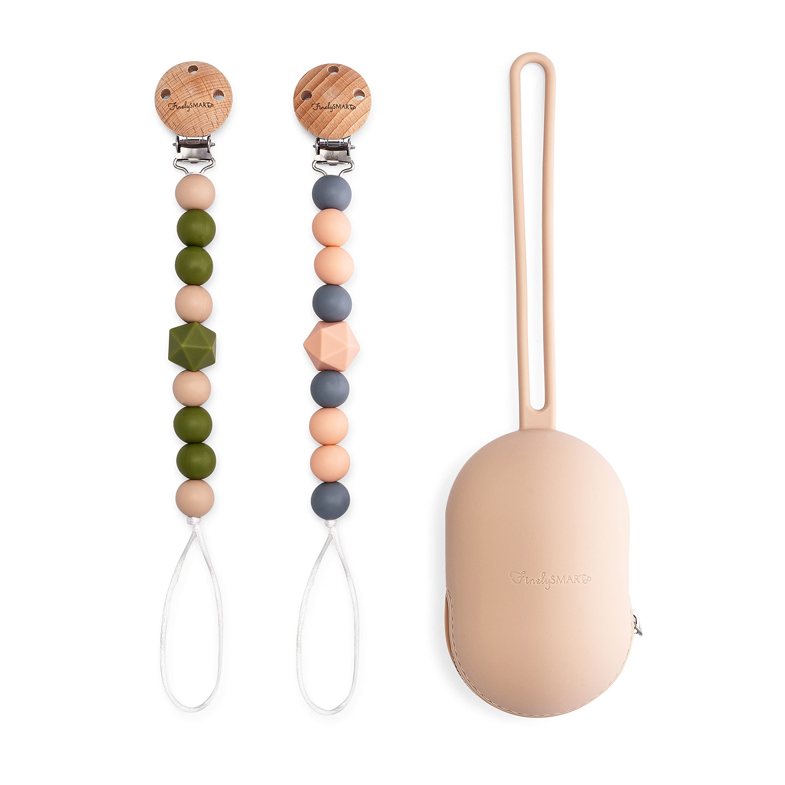 Paci Clips, Baby Pacifier Holder Case Bundle for Boys & Girls Made from Baby-Friendly Silicone - Des | Amazon (US)