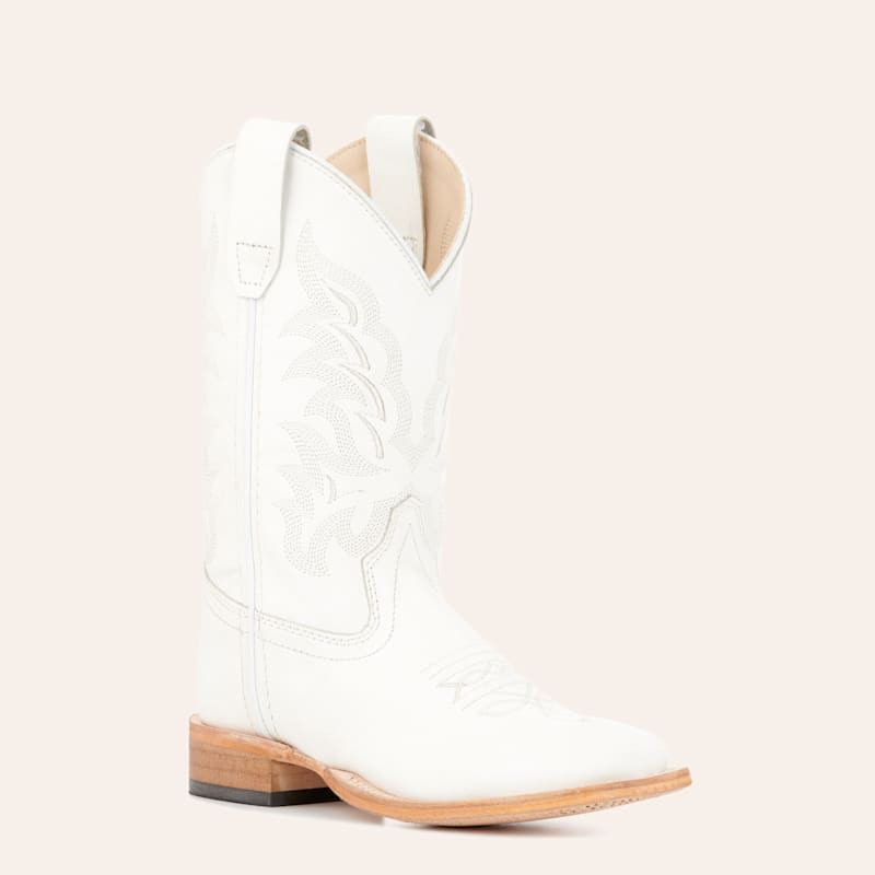 Old West Youth White Wide Square Toe Cowboy Boots | Cavender's