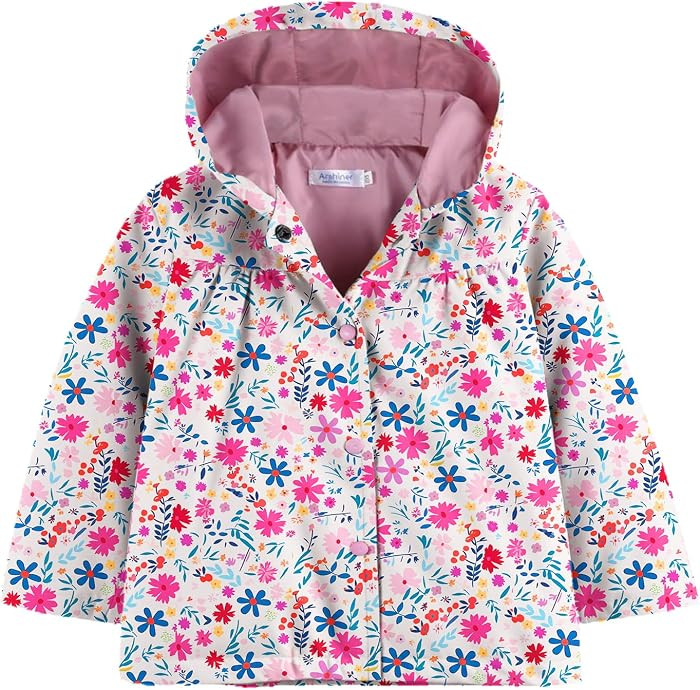 Arshiner Toddler Girls Waterproof Hooded Coat Jacket Outwear Raincoat | Amazon (US)