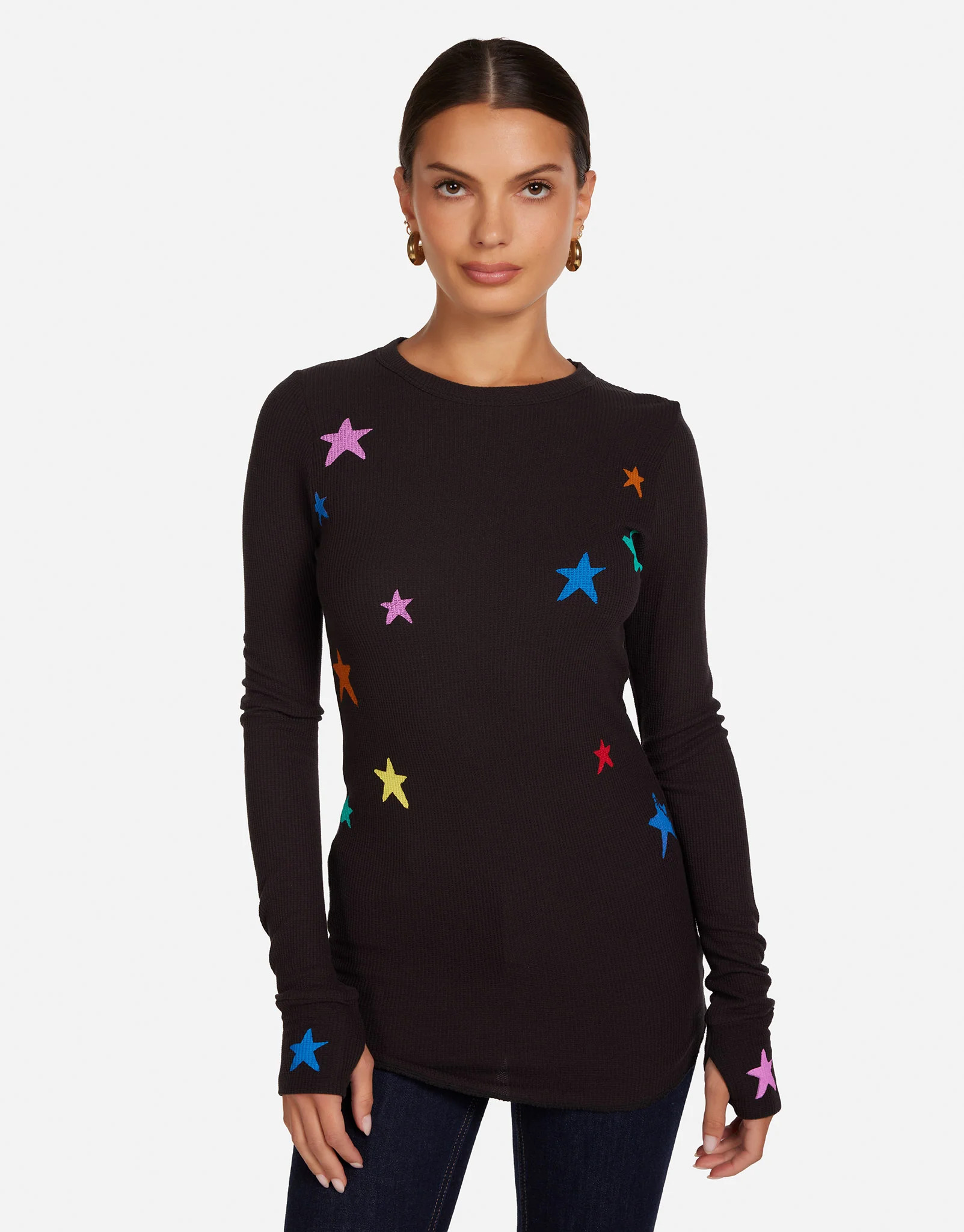 Brushed Stars L/S Fitted Thermal in Onyx | McKinley by Lauren Moshi | Lauren Moshi