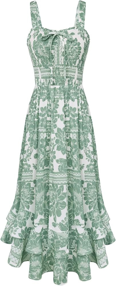 GRACE KARIN Women's 2026 Summer Floral Boho Dress Square Neck Strapped Swing A Line Sundress Beac... | Amazon (US)
