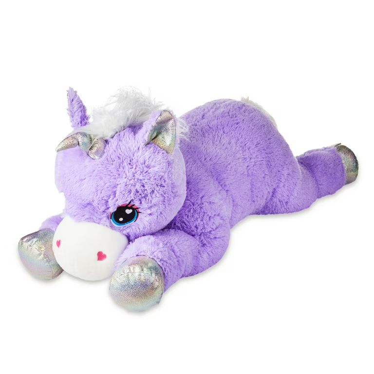 Valentine's Day Purple Lying Unicorn Child's Plush Toy by Way To Celebrate | Walmart (US)