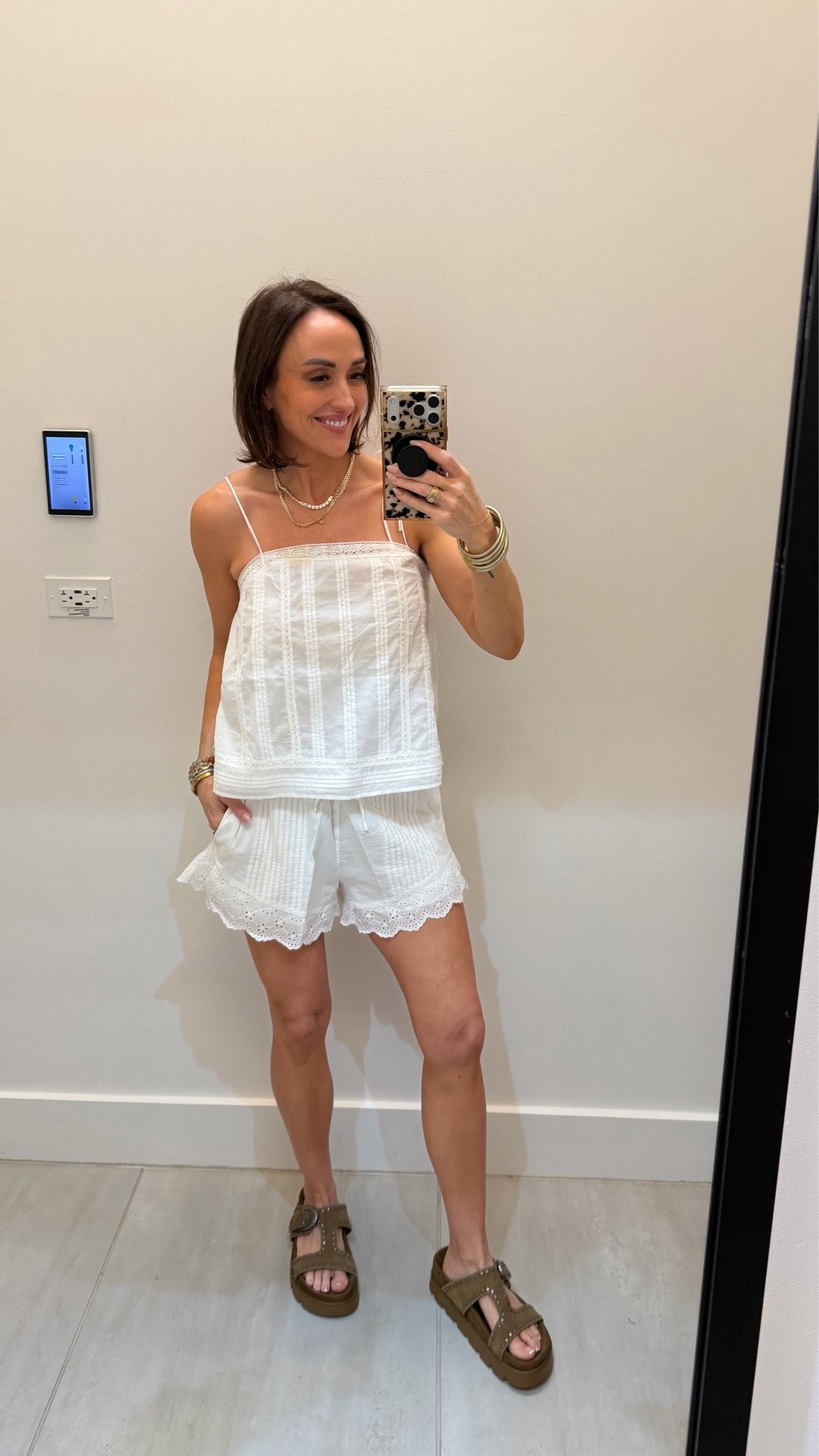 Ruffle embroidered cami and shorts   Xs top, S bottoms for a comfier fit @abercrombie #abercrombiestyle

Summer style, casual style, elevated casual

#LTKgrwm #LTKOver40 #LTKxAbercrombie