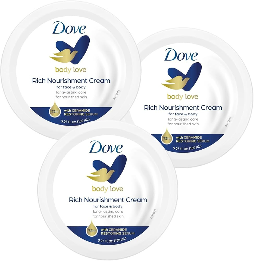 Dove Nourishing Body Care, Face, Hand, and Body Rich Nourishment Cream for Extra Dry Skin with 48... | Amazon (US)