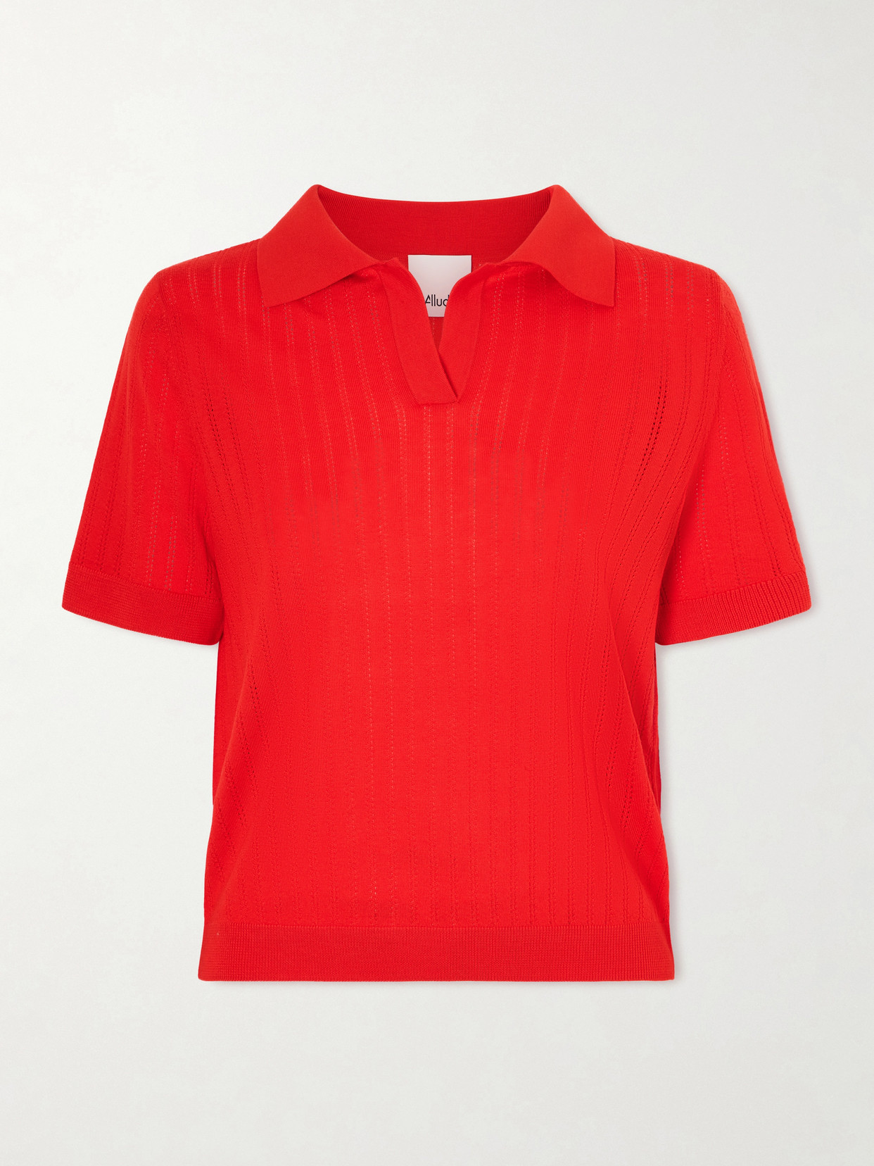 Allude - Pointelle-knit Wool Polo Top - Red | NET-A-PORTER (US)