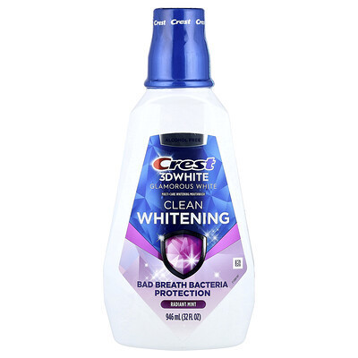 Crest, 3D White, Multi-Care Clean Whitening Mouthwash, Glamorous White, Radiant Mint , 32 fl oz (946 ml) | iHerb