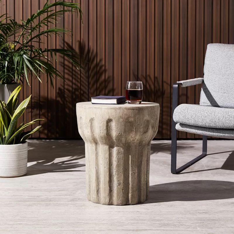 Aydien Stone/Concrete Side Table | Wayfair North America