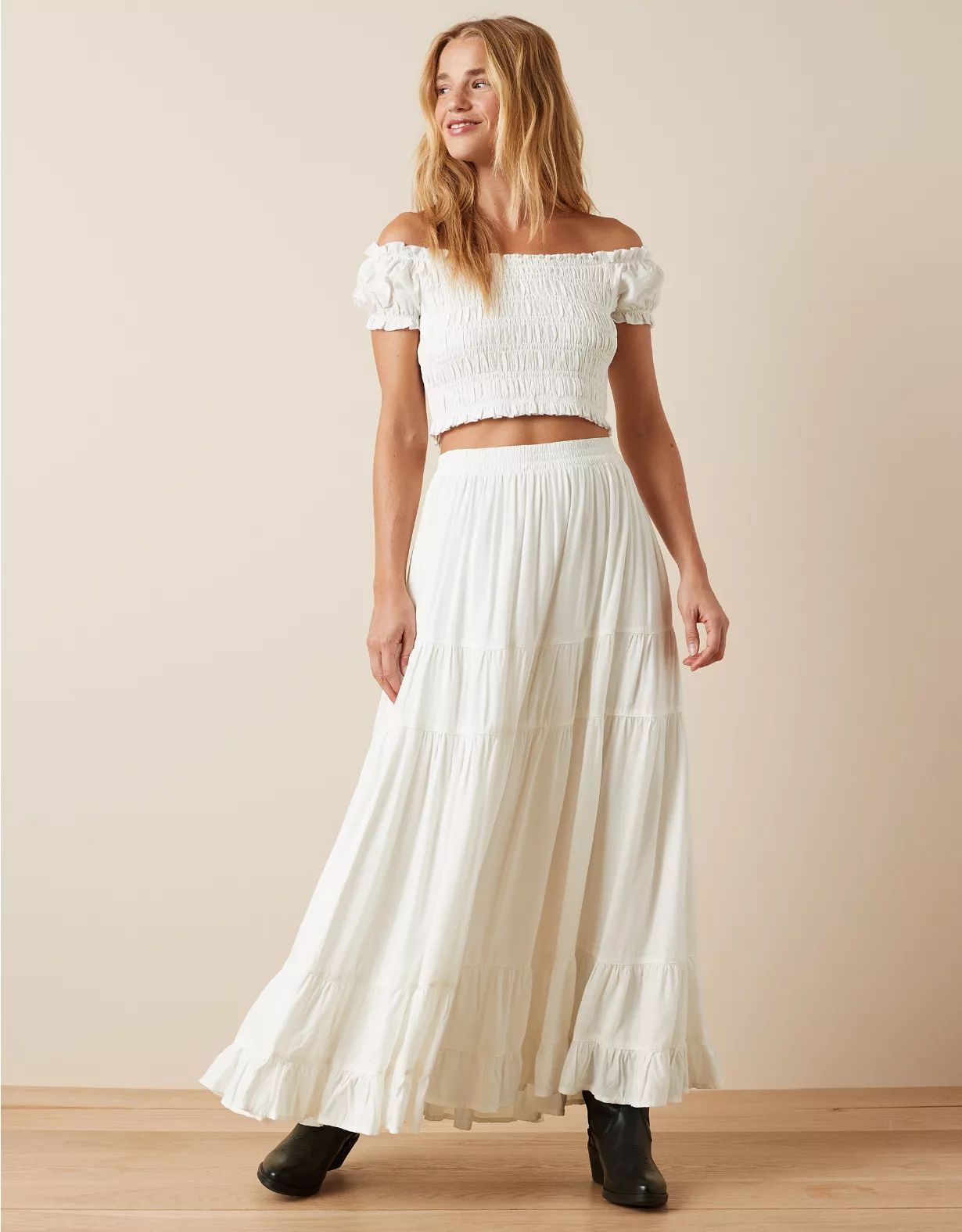 AE Tiered High-Waisted Maxi Skirt | American Eagle Outfitters (US & CA)