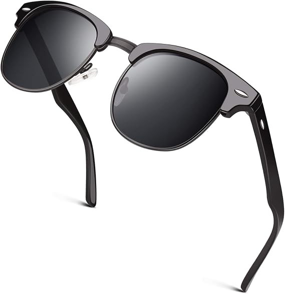 GQUEEN Classic Horn Rimmed Semi Rimless Polarized Sunglasses for Men Women GQO6 | Amazon (US)