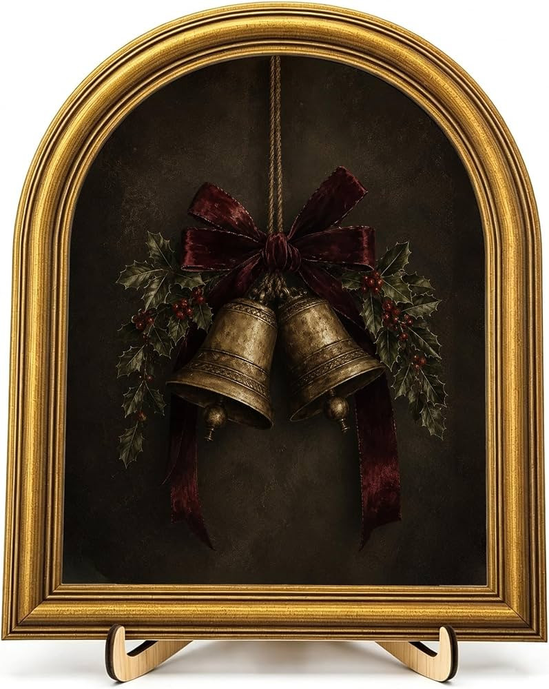 AJIPUX Dark Academia Christmas Gold Bell Arch Sign with Stand-730 | Amazon (US)