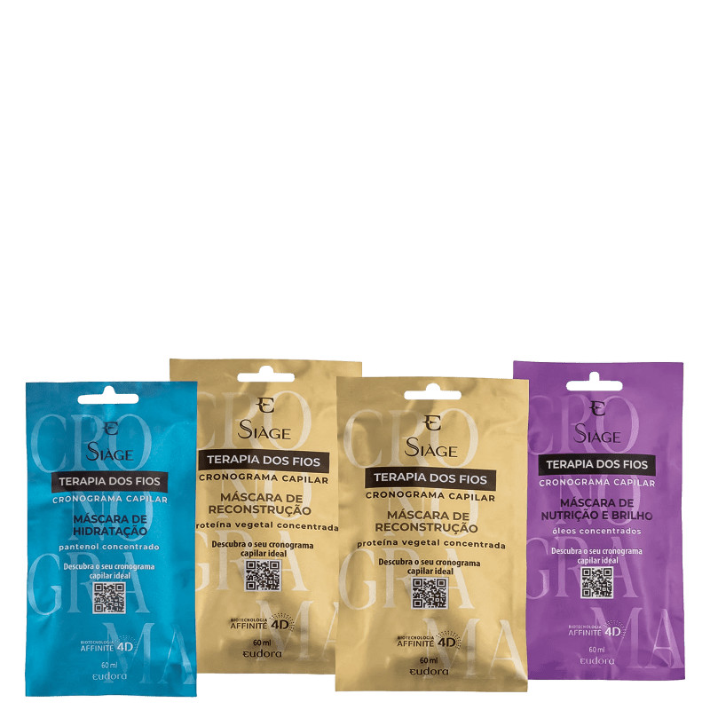 Kit Eudora Siàge Terapia dos Fios Cronograma Capilar + Reconstrução (4 Produtos) | Beleza Na Web (BR)