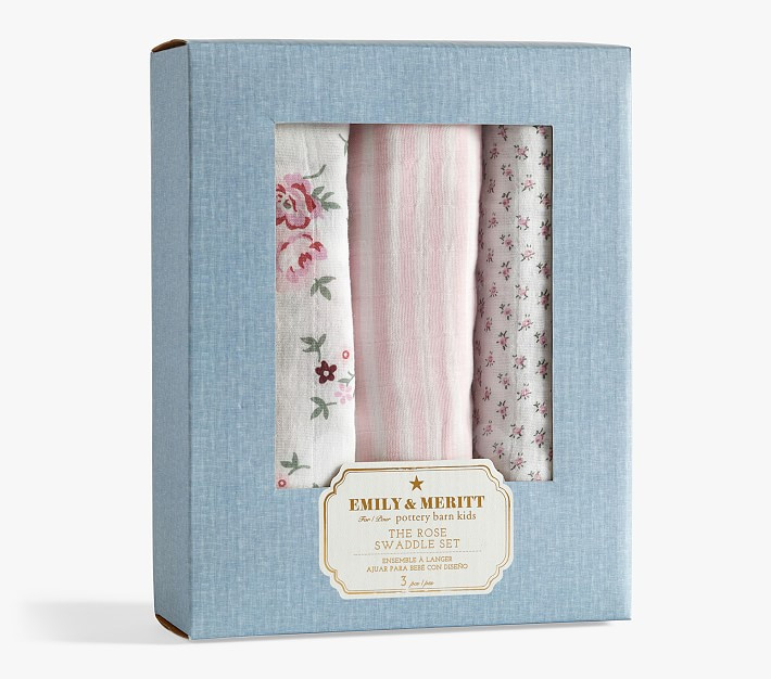 Emily & Meritt Roses Organic Swaddle Set | Pottery Barn Kids