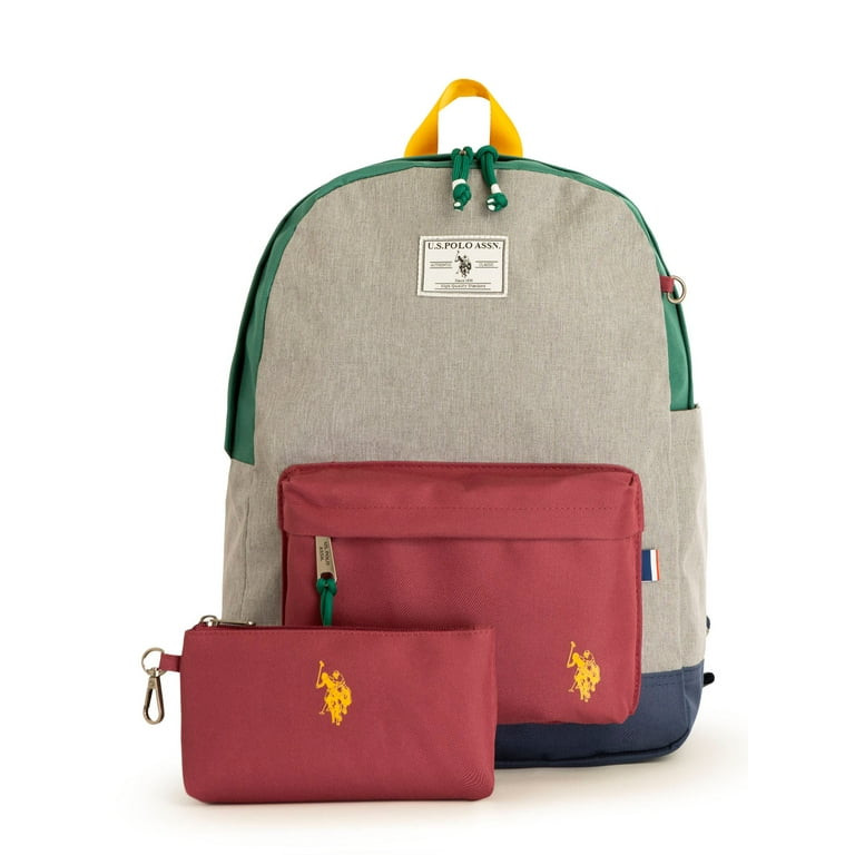 U.S. Polo Assn. Adult 16" Water-Resistant Backpack & Detachable Pouch, Heather Gray | Walmart (US)