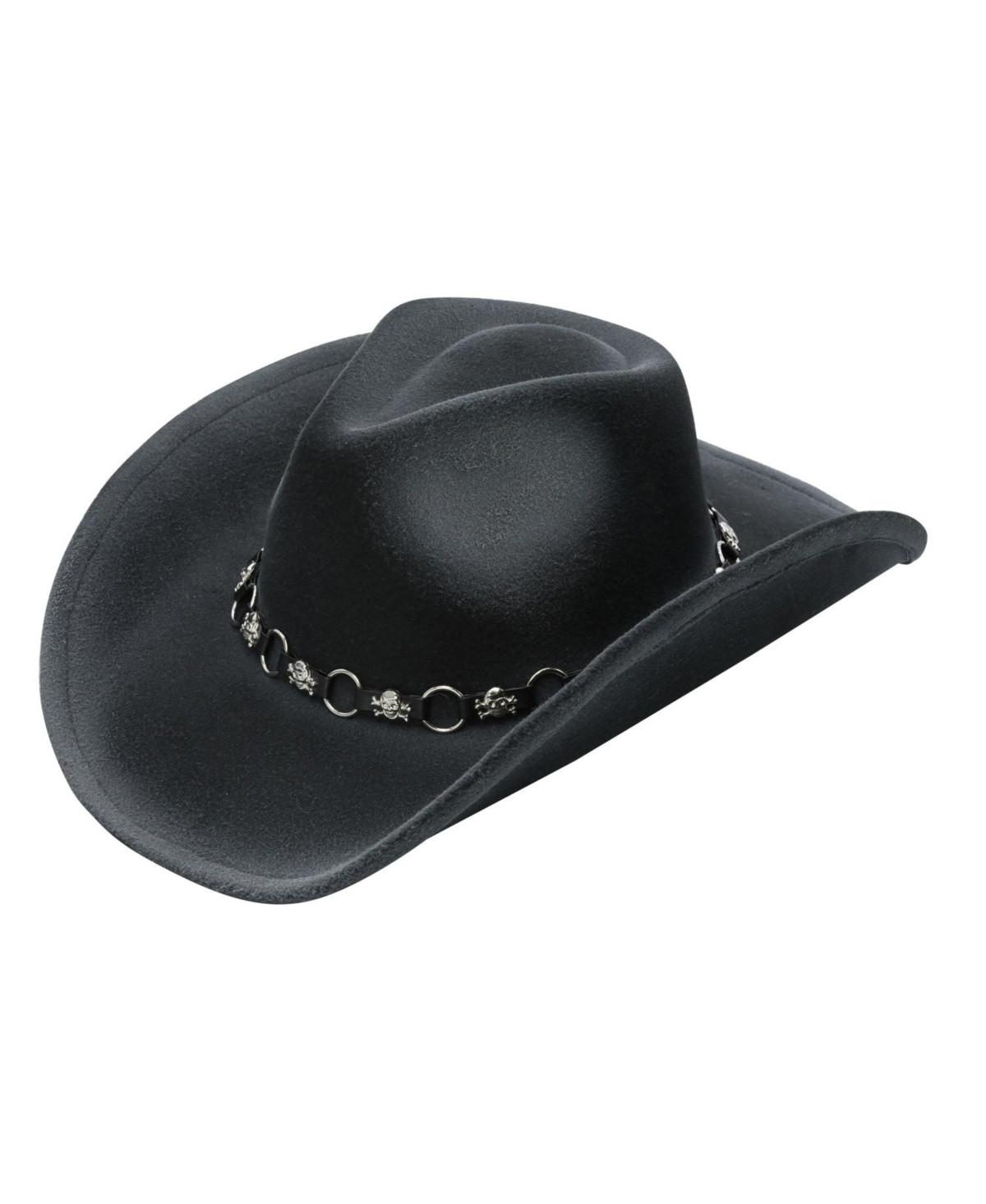 Peter Grimm Roberto Ultra Felt Polyester Skull Band Western Drifter Hat - Black | Macy's