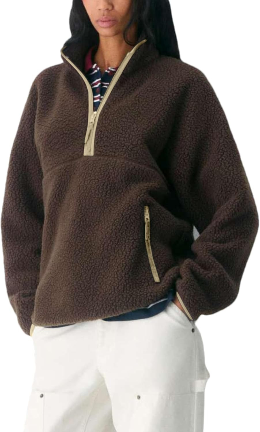 Aimiray Women’s Quarter Zip Fleece Pullover Fuzzy Sherpa Jacket | Amazon (US)