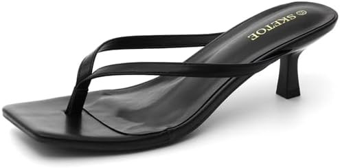Kitten Heels for Women Square Toe Sandals Flip Flop Heels Thong Sandals Comfortable Summer 2 Inch... | Amazon (US)