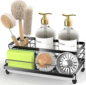 Cisily Large Black Sponge Holder for Kitchen, Sink Caddy Sink Organizer Rack for Kitchen Accessor... | Amazon (US)