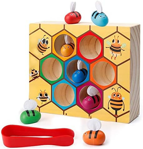 SGVV90 Toddler Fine Motor Skills Toys-Clamp Bee to Hive Matching Game-Wooden Color Sorting Toy for T | Amazon (US)