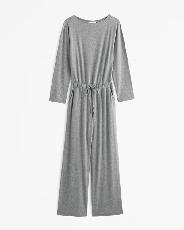 Lounge Off-The-Shoulder Long-Sleeve Jumpsuit | Abercrombie & Fitch (US)