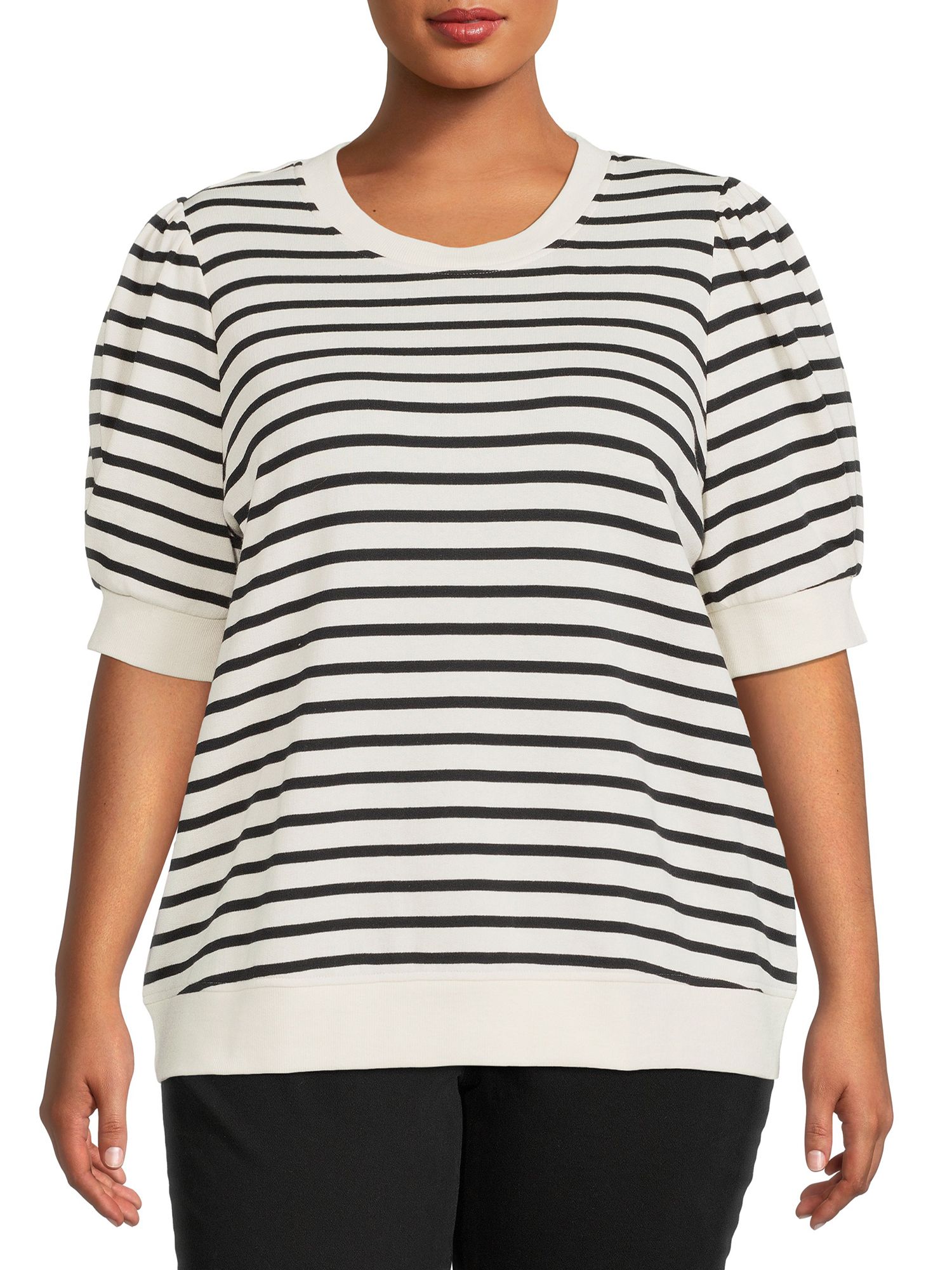 The Get Women's Plus Size Short Sleeve Sweatshirt - Walmart.com | Walmart (US)