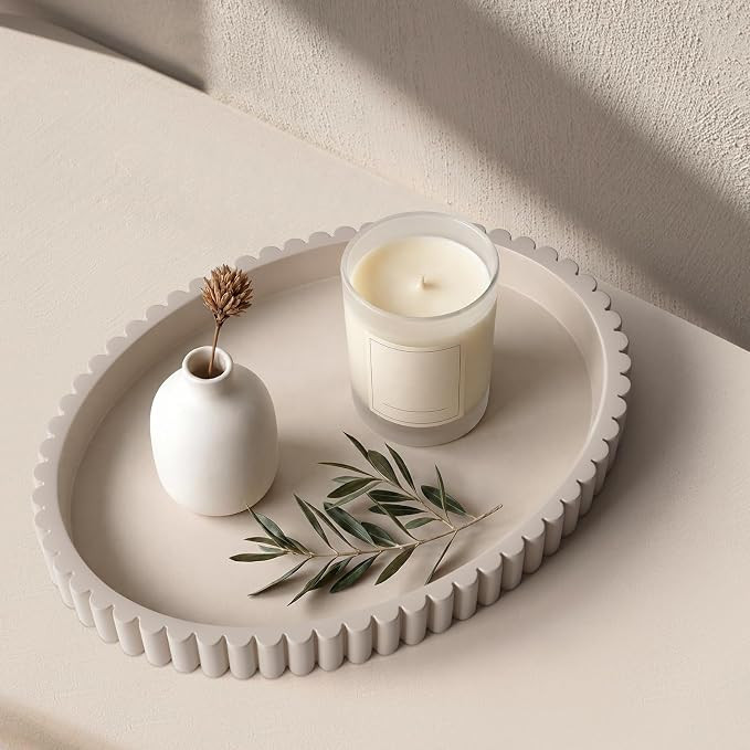 Oval Tray for Coffee Table Decor, 13" Concrete Coffee Table Tray, Table Centerpieces Decorative T... | Amazon (US)