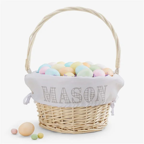 Easter Gingham Name Personalized Easter Basket - Natural | Personalization Mall