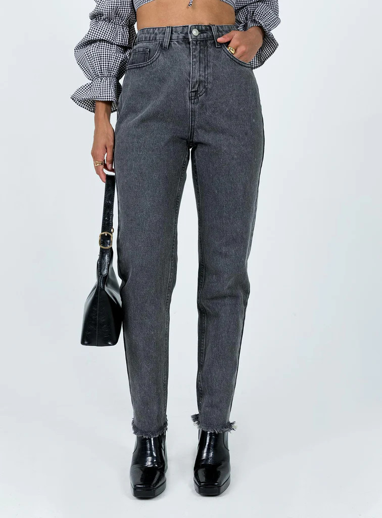 Connecticut Straight Leg Jeans Washed Black | Princess Polly US