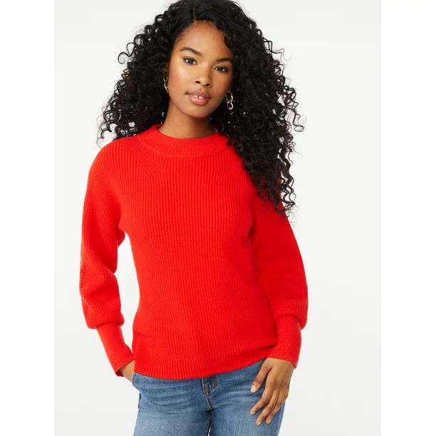 Scoop Women's Puff Sleeve Sweater | Walmart (US)