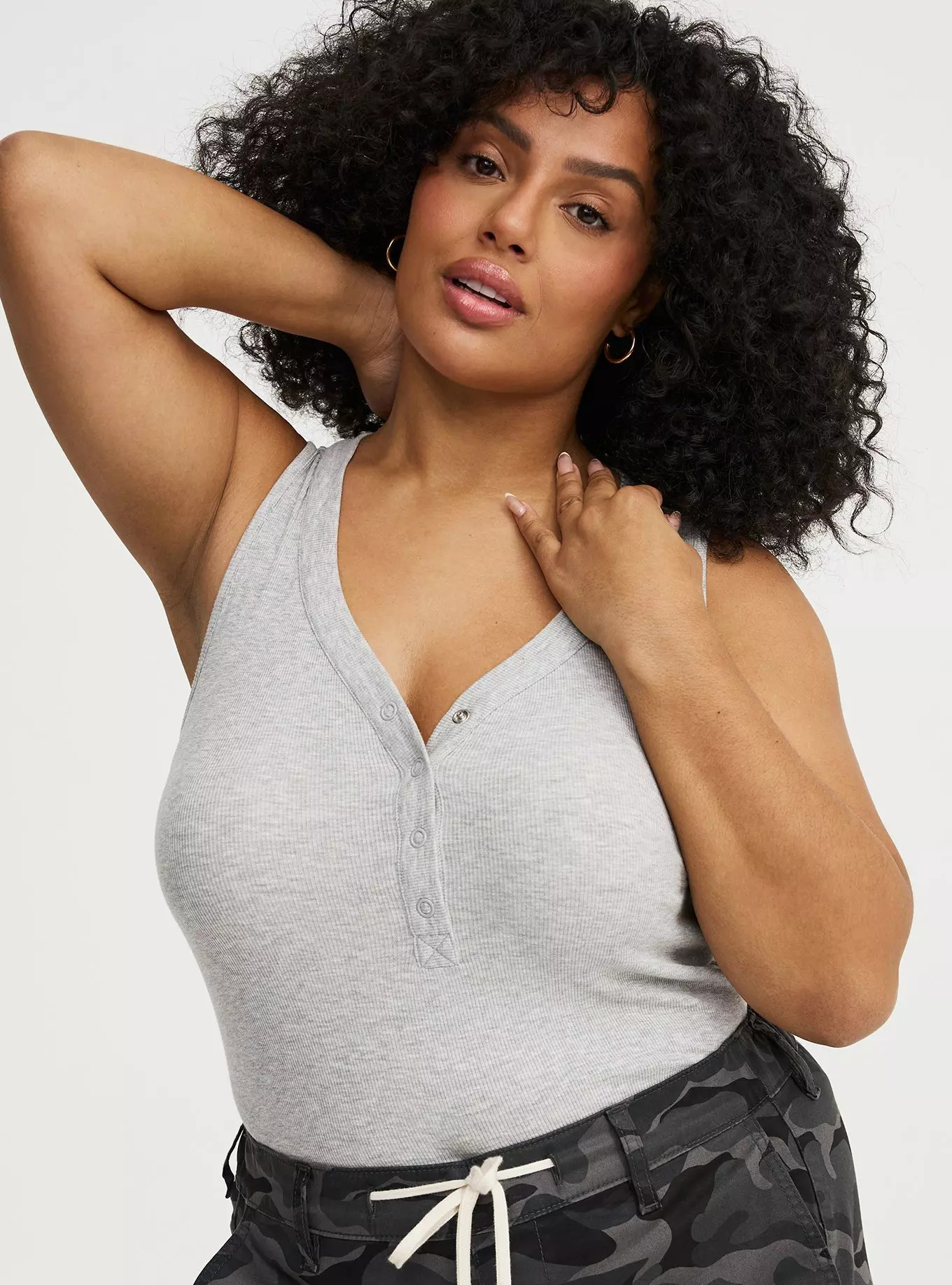 Cotton Modal Curved Henley Tank Top | Torrid (US & Canada)