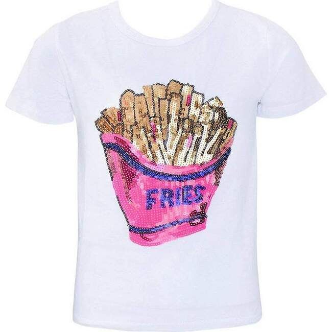 I love French Fries Sequin T-Shirt, White | Maisonette