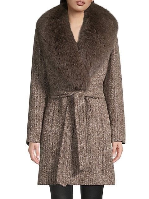 Sofia Cashmere Fox Fur Collar Belted Jacket | Winter Coat | Holiday Gift | Saks Fifth Avenue OFF 5TH