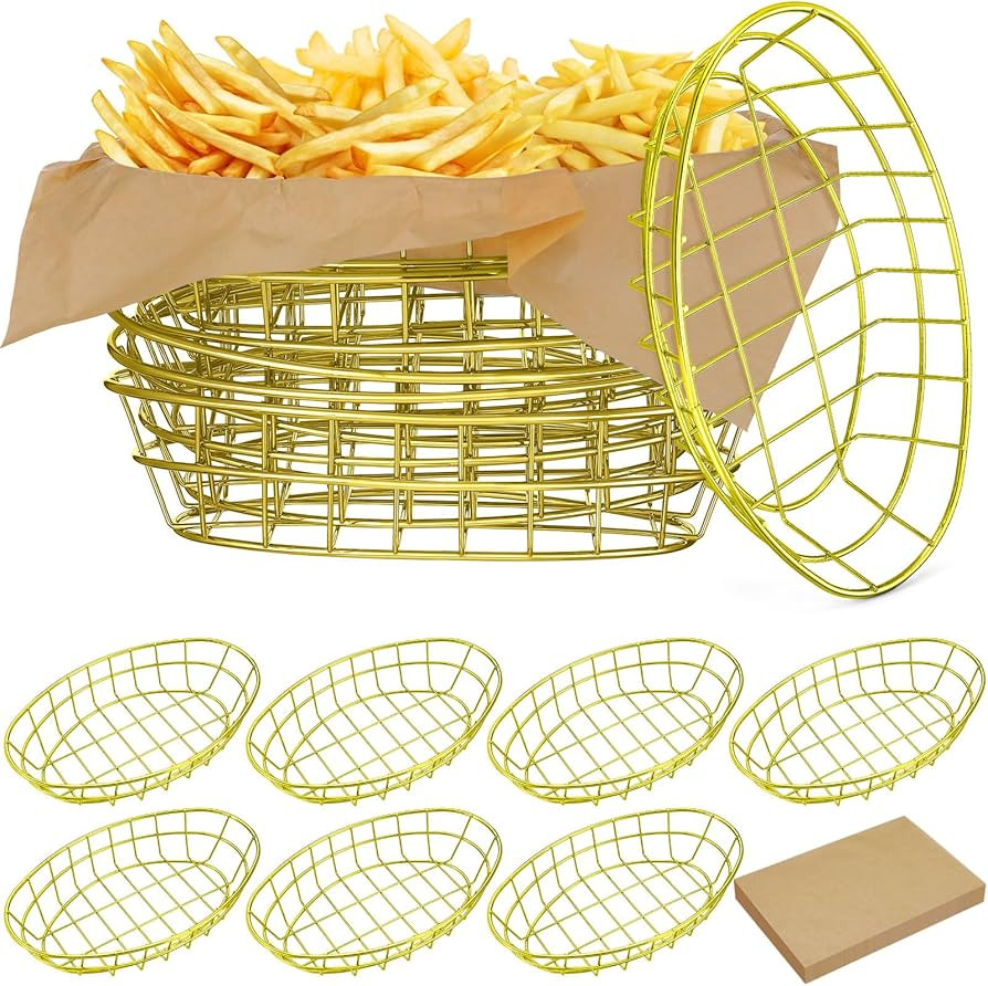 Hushee 12 Pcs Wire Bread Basket Bulk 9.5x6.2x2.2 Inch Oval Metal Dinner Roll Baskets for table Se... | Amazon (US)