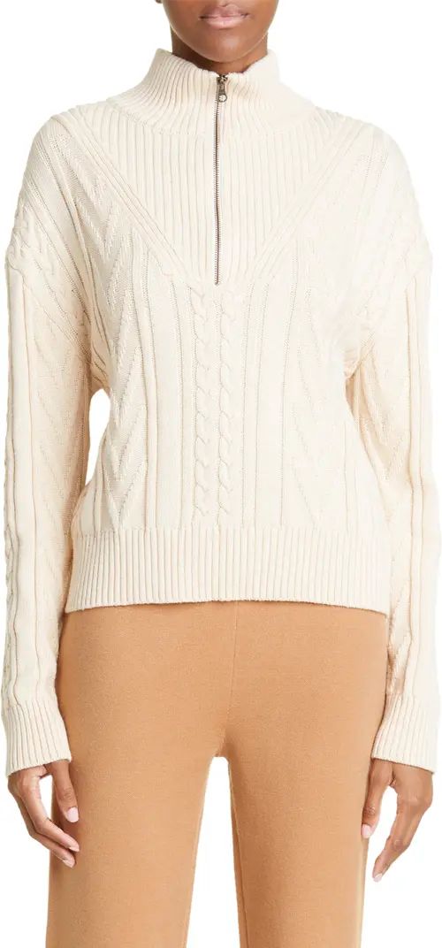 Half-Zip Cotton Blend Cable Sweater | Nordstrom